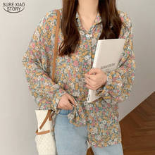 Blusa feminina chiffon plus size, camisa casual tamanho grande com manga longa floral, casaco cardigã 2021 2024 - compre barato
