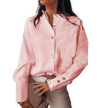 Women Spring Shirt Casual Long Sleeve Fashion Stand Collar Blouses Single-breasted Buttons Cuff Autumn Shirt Office Blouse 2024 - buy cheap