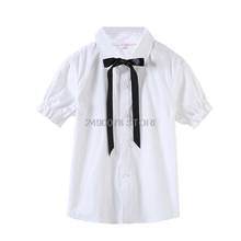Kids Shirts for Girls Summer Petal Sleeve Blouses Child Solid Shirts School Girls White Tops 4 6 8 10 12 14 Years Teenage Blouse 2024 - compre barato