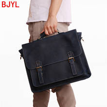 New Leather Business Men's Briefcase Men Handbags 15.6 Inch Laptop Bag Vintage Laptop Bag Male Travel Bags Crazy Horse Leather 2024 - buy cheap