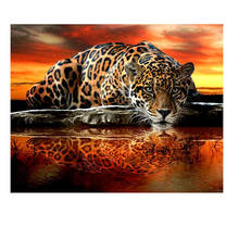 Completo 5d diy daipor pintura ponto cruz cheetah 3d mosaico de diamantes redondo pintura de strass bordado pintura de leopard pintura 2024 - compre barato