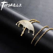 Topgl colar com pingente guarda-chuva, micro empedrado, zircônia cúbica aaa, joias para homens e mulheres 2024 - compre barato