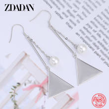 ZDADAN 925 Sterling Silver Triangle Pearl Long Dangle Earring For Women Charm Party Jewelry Gift 2024 - buy cheap