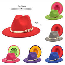 Jazz hat fedora hat mixed color donut chain Cowboy Winter Fedora Hat Big Brim For Men Jazz Hat leapoard round top hat 2024 - buy cheap