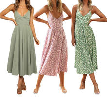 Women Dot Print V neck Backless Boho Long Maxi Dress Woman Party Dresses Summer Beach Sundress Vestido 2020 New Dress Streetwear 2024 - buy cheap