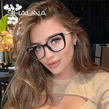 SHAUNA Retro Anti-Blue Light TR90 Cat Eye Women Optical Frame Fashion Spring Hinge Men Clear Lens Glasses Frame Computer Glasse 2024 - buy cheap