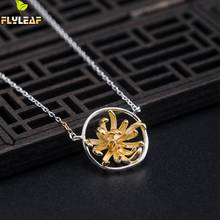 925 Sterling Silver 18k Gold Chrysanthemum Pendant Necklace For Women Original Handmade Female Vintage Jewelry Flyleaf New 2024 - buy cheap