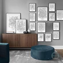 France spain ireland switzerland City Map Black and White Print Wall Art Canvas Painting Nordic Pictures for Living Room Custom 2024 - buy cheap