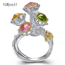 Мульти цветное кристаллическое кольцо посеребренное ювелирное изделие богемский дизайн кольца для пальцев Быстрая доставка Ювелирные изделия Gfit 2024 - купить недорого