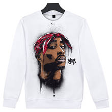 Sudadera con capucha para hombre y mujer, camisa de manga larga de algodón, con cuello redondo, estilo Harajuku, Tupac, Primavera 2024 - compra barato