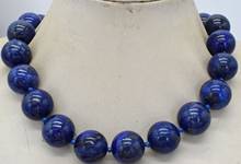 Fashion 20mm Round Blue Egyptian Lapis Lazule Gemstone Beads Necklaces 18" 2024 - buy cheap