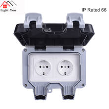 IP66 Weatherproof Waterproof Outdoor Wall Power Socket 16A Double EU Standard Electrical Outlet Grounded AC 110~250V 2024 - buy cheap