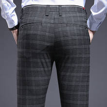 ICPANS-pantalones de vestir ajustados a cuadros para hombre, pantalón Formal de oficina, de verano, 2019 2024 - compra barato