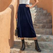 Cor sólida plissado cintura alta uma linha saia feminina verão simplicidade plus size streetwear coreano senhora do escritório saias elegantes 2024 - compre barato