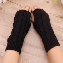 Hot Sale Women Wool Mitten Warm Fingerless Gloves Hand Warmer Winter Women Arm Crochet Knitting Faux Long Twist Gloves 2024 - buy cheap