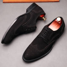 Camurça dos homens sapatos formais de couro genuíno oxford sapatos para homens italianos 2020 vestido sapatos de casamento preto marrom brogues de couro sapatos 2024 - compre barato