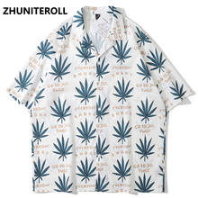 Harajuku Hawaiian Casual Beach Shirts Leaves Graphics Print Hip Hop Button Shirt Mens Short Sleeve Holiday Party Blouse Tops 2024 - buy cheap
