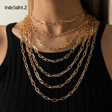 IngeSight.Z-gargantilla de cadena de eslabones para mujer, Collar largo de varias capas, Color dorado, estilo Hip Hop, Rock, 4 unids/set 2024 - compra barato