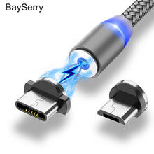 Магнитный Micro USB Type C кабель BaySerry для быстрой зарядки USB C кабель LED магнитное зарядное устройство для iPhone 11 XR Samsung S20 Xiaomi Huawei 2024 - купить недорого
