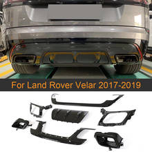 Difusor de parachoques trasero para coche Land Rover Velar, alerón trasero con puntas de escape, PU, brillante, plateado/Negro, 2017-2019 2024 - compra barato