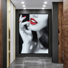 Pintura nórdica moderna para sala de estar, lienzo con labios rojos sexys, pintura al óleo, póster moderno, arte de pared, imagen para decoración del hogar 2024 - compra barato