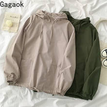 Gagaok Women Streetwear Hoodies Spring Autumn New  Solid  Hooded Pockets Loose Casual Wild Harajuku Female Fashion Pullovers 2024 - buy cheap