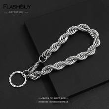Flashbuy-pulsera de cadena de cuerda gruesa para mujer, Color plateado, pulseras de Metal pesado Punk, joyería minimalista 2024 - compra barato