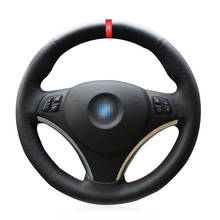 Black PU Artificial Leather Red Marker Car Steering Wheel Cover for BMW E90 E91 E92 E93 E87 E81 E82 E88 X1 E84 2024 - buy cheap