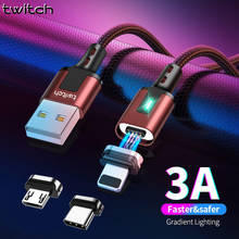 Магнитный кабель Twitch для быстрой зарядки телефона Micro USB Тип C кабель для iPhone Xr Samsung Huawei Xiaomi быстрое магнитное зарядное устройство 3,0 2024 - купить недорого