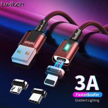 Twitch cabo magnético rápido telefone carregamento micro usb tipo c cabo para iphone xr samsung huawei xiaomi carregador magnético rápido 3.0 2024 - compre barato