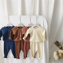 2021 Spring autumn toddler kids cotton Pajama Set baby boys girls solid color long sleeve Sleepwear clothing 2024 - buy cheap