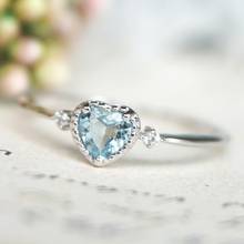 925 Sterling Silver Heart shape Sapphire Rings For Women Wedding Engagement Bridal Jewelry Elegant Ring Fashion Accessories925 2024 - buy cheap