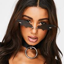 Nova moda das mulheres preto morcego óculos de sol marca designer animal tons metal sem aro vintage colorido lente uv400 2024 - compre barato