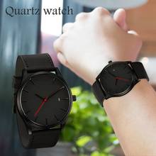 Quartz Watch Simple Geometric Round Dial Leather Strap Business Watch for Men 2021 Fashion Bracelet Wristwatch Reloj Hombre 2024 - buy cheap