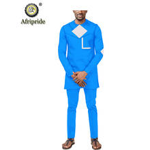 AFRIPRIDE-traje de 2 piezas para hombre, camisas de manga larga con estampado africano de Ankara, trajes tradicionales, chándal de talla grande, S1916021, 2019 2024 - compra barato