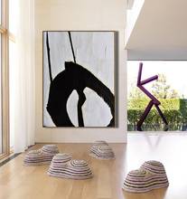 Pintura abstracta hecha a mano, arte de pared grande, pintura contemporáneo, obra de arte Original negro, lienzo abstracto, decoración para sala de estar 2024 - compra barato