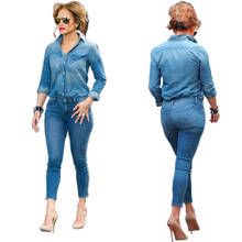 2 Pieces Women Denim Jacket Distressed Jean Full Skinny Pants and Long Sleeve Button Down Crop Denim Jacket 2024 - buy cheap