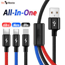 3 en 1 Micro USB Cable de carga múltiple para Huawei Honor 9 8 Lite 9i 8X Max 7C USB tipo C Cable cargador de teléfono móvil Cable Microusb 2024 - compra barato