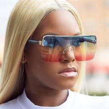 QPeClou 2019 New Oversized Square Sunglasses Women Men Vintage Brand Designer Gradient Sun Glasses Female Half Frame Color Gafas 2024 - buy cheap