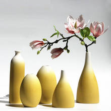 Jarrón de cerámica para decoración del hogar, jarrón moderno de sobremesa, color azul y amarillo, original 2024 - compra barato