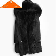 Casaco de inverno masculino de guaxinim com capuz, jaqueta longa grossa de pele natural cnv9993 2024 - compre barato