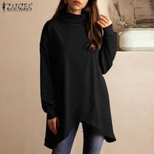 ZANZEA Autumn Hoodies Sweatshirts Women Stylish Turtleneck Long Sleeve Tops Solid Asymmetrical Loose Streetwear Casual Pullover 2024 - buy cheap