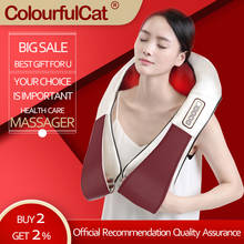 Masajeador eléctrico para cuello y espalda, masajeador Shiatsu con vibración de calor, amasamiento profundo para aliviar el dolor 2024 - compra barato