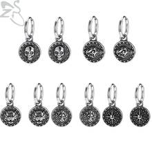 ZS-pendientes de aro Punk para mujer y hombre, Arete de acero inoxidable 316L con forma de Calavera, Tigre, ocho estrellas, Piercing para oreja, Rock 2024 - compra barato