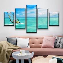 Modern Home Decor Bedroom 5 Pieces Sports Windsurfing Poster Landscape Picture Wall Art Modular Framework Canvas Print Painting 2024 - buy cheap