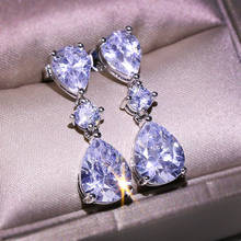fashion women Water Drop Earrings 100% 925 Sterling Silver Created Long Dangle Earrings Wedding Fine Jewelry 2024 - buy cheap
