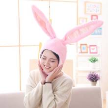 55cm New Cartoon Adult Plush Hat Cap Funny Pink Rabbit Ears Head Hat Headgear Headdress Children Animal Plush Toy Doll PP Cotton 2024 - buy cheap