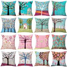 Creative Abstract Painting Trees Floral Cartoon Cushion Cover Natural Linen Decorative Pillow Case Decorative Sofa Throw Pillows 2024 - buy cheap