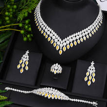 missvikki Luxury Nigerian Dubai Necklace Earring Bangle Ring Set Jewelry Sets For Women Wedding Yellow Zircon Bridal Jewelry Set 2024 - buy cheap