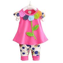 2020 New Kids Baby Girl Clothing Set Bowknot Summer Floral T-shirts Tops and Pants Leggings 2pcs Cute Children Outfits Girls Set 2024 - buy cheap